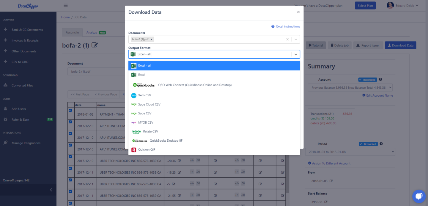 docuclipper supported output formats