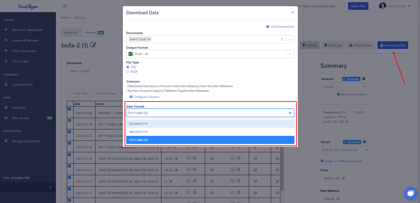 How to Customize Date Format in DocuClipper 1 docuclipper wrong date in excel