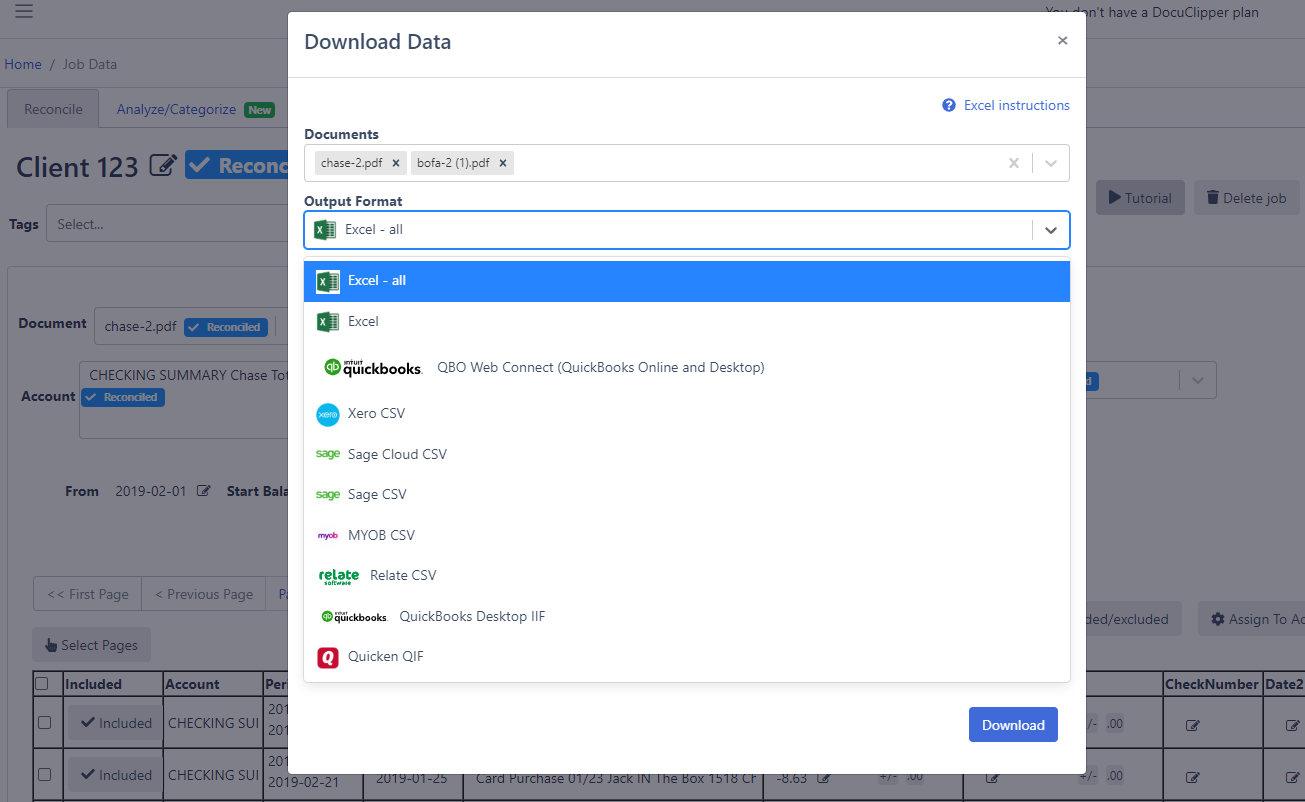 downloading bank transactions from statements