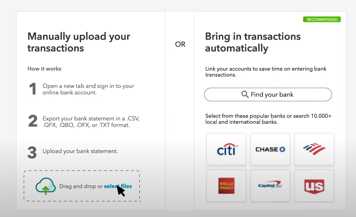 drag and drop bank transactions from your pc into qb online