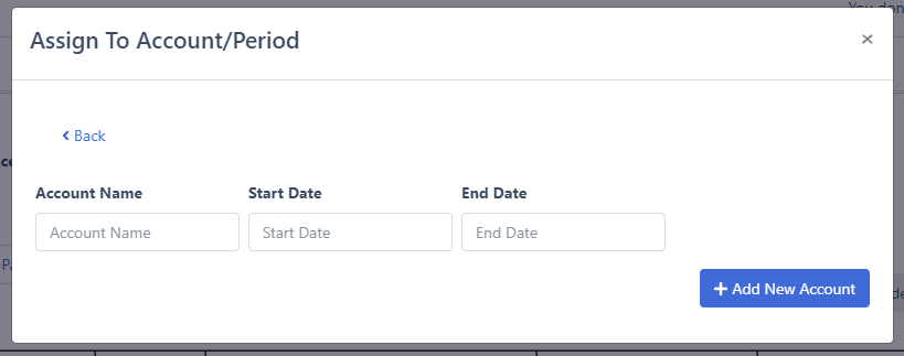 enter account name and start and end dates