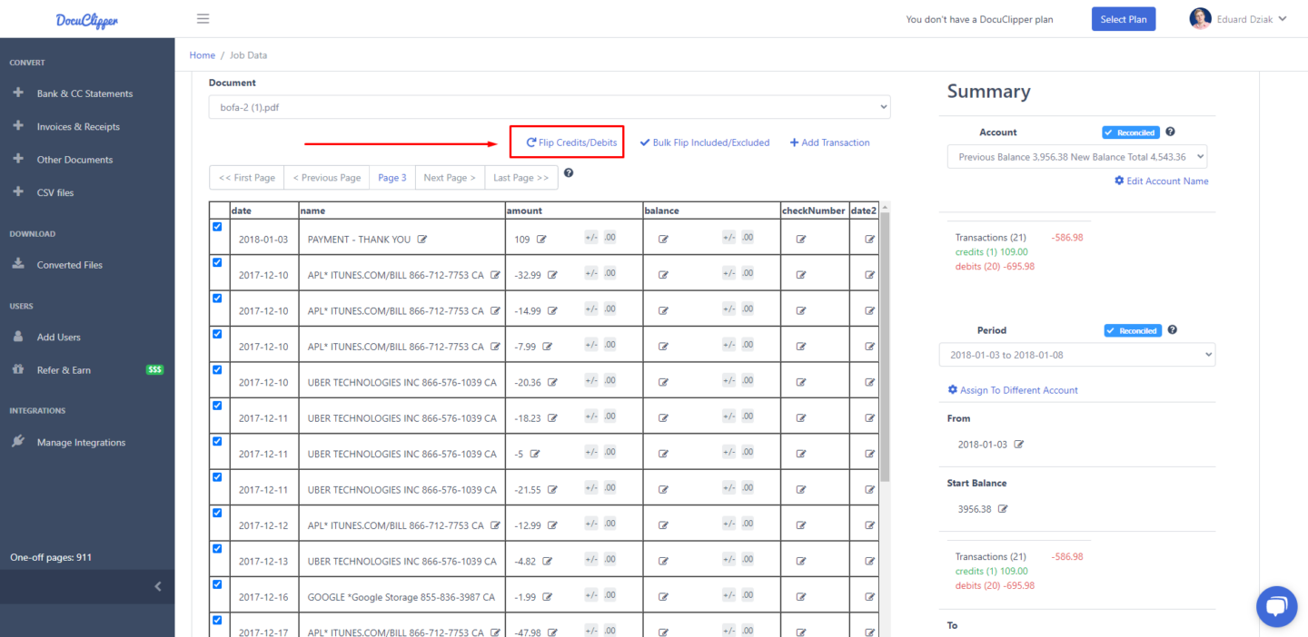Debits and Credits Being Backward in Bank Statements 1 flip credits and debits docuclipper
