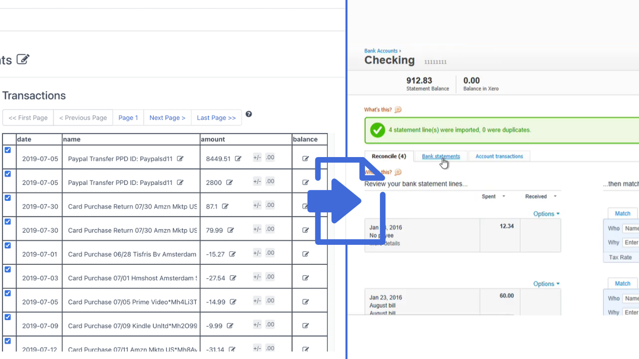 how to import bank statements into xero