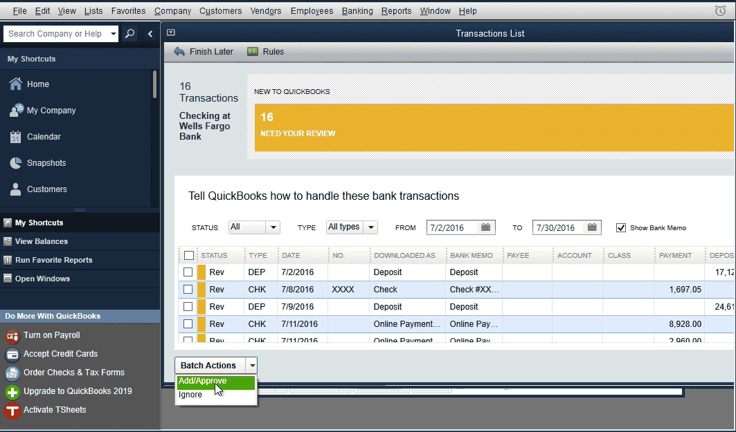 import bank statement into qbo quickbooks desktop 11