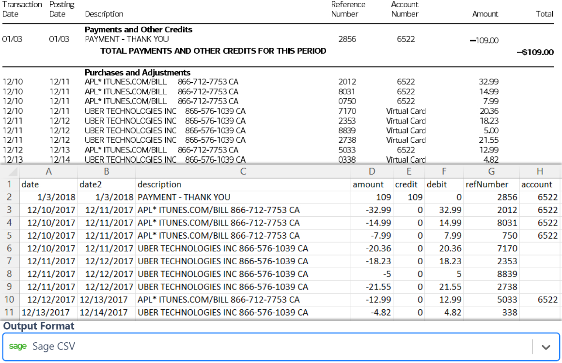 import bank statements into sage with DocuClipper excel file of bank transactions