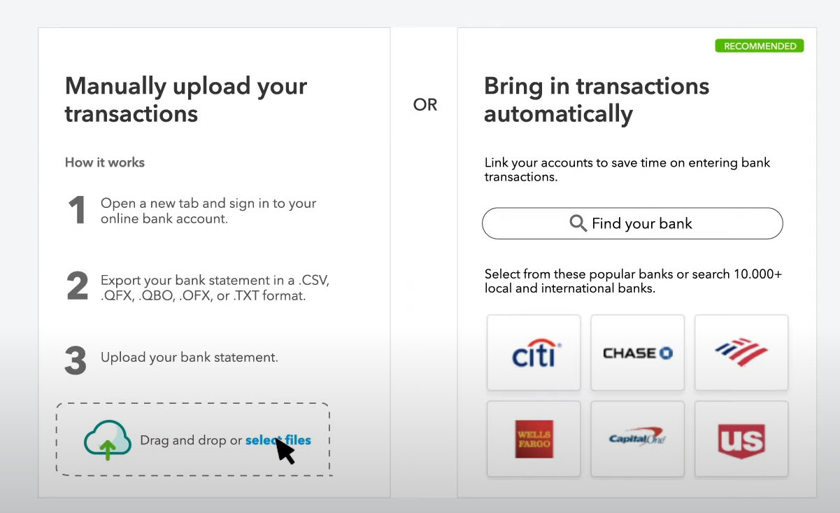 importing credit card transactions into quickbooks online