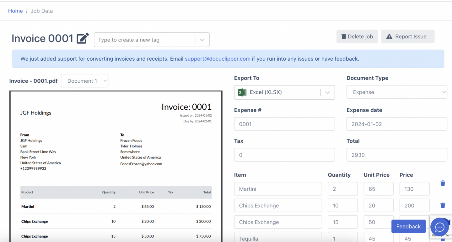 invoice capture docuclipper preview