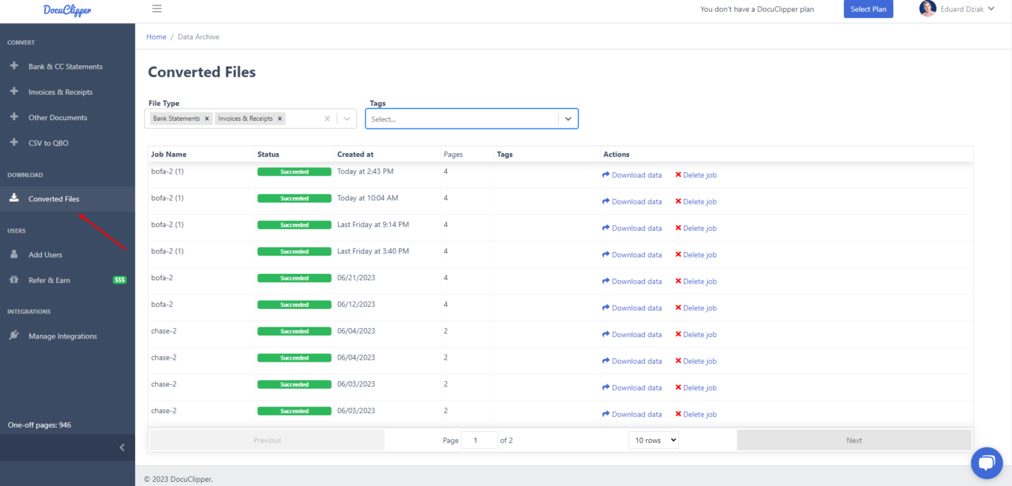 Locating Converted Files in DocuClipper 1 locate converted files