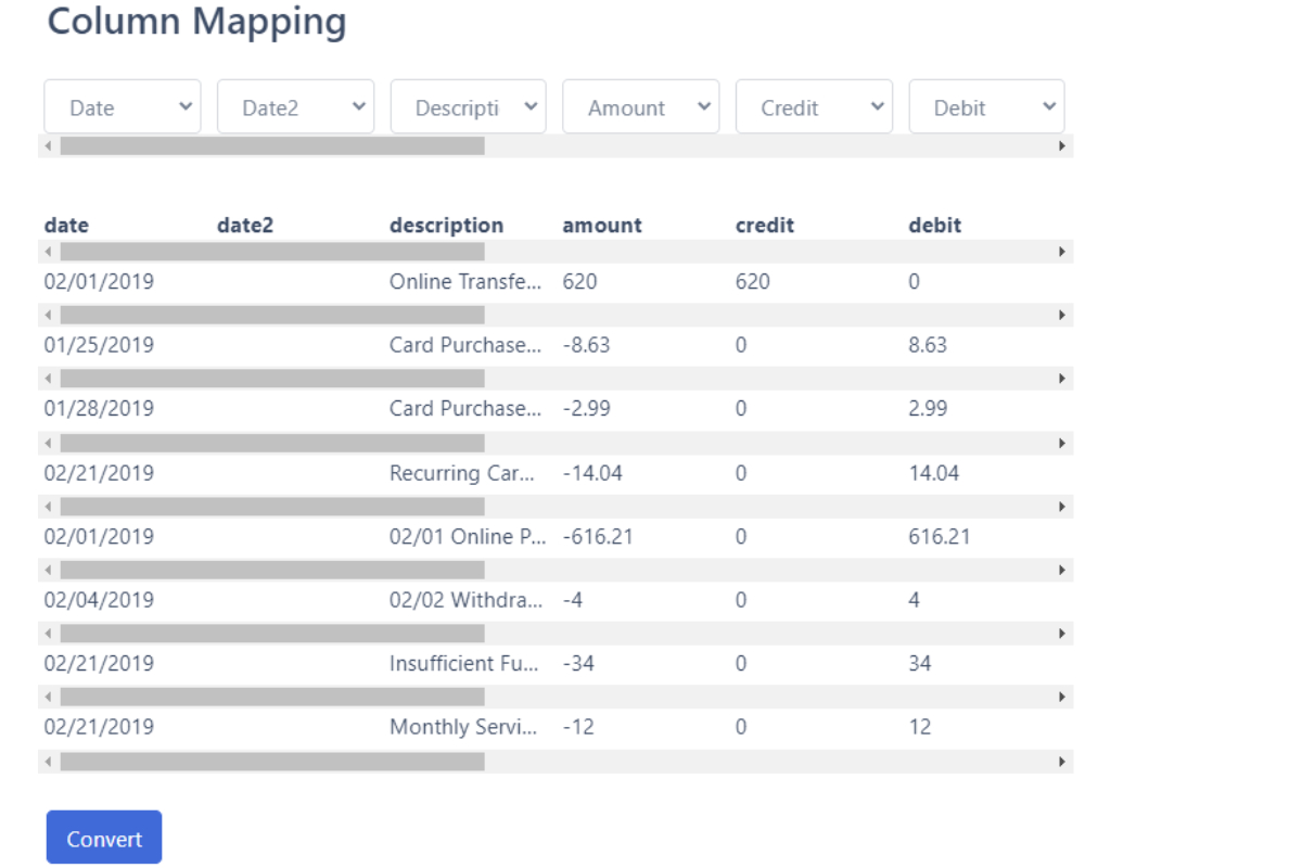 Convert CSV to QBO 21 map columns from csv to qbo converting