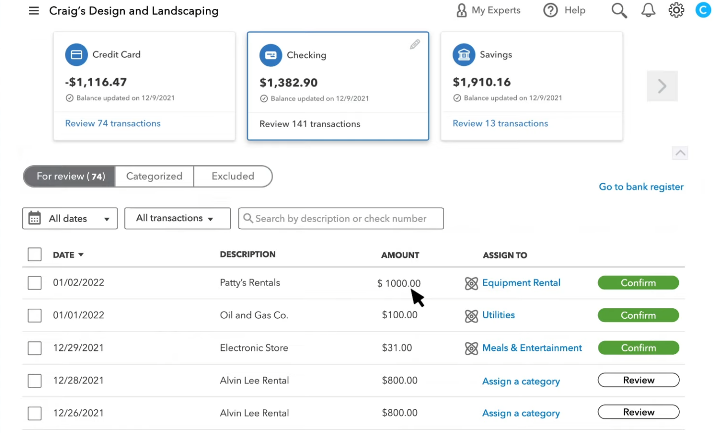 newly imported bank transactions into quickbooks online