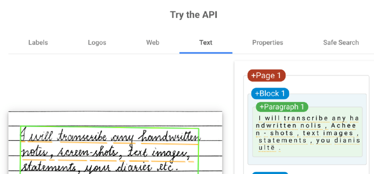 ocr accuracy on handwritten text