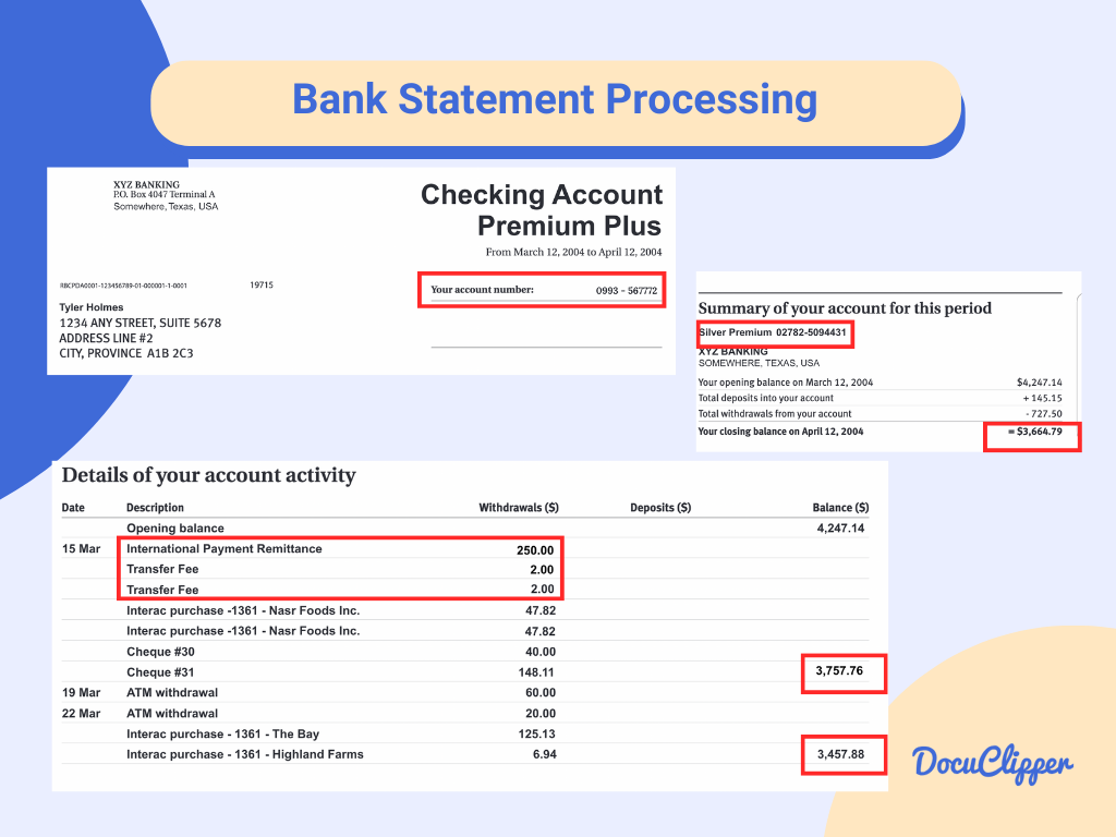 processing bank statements ocr data entry
