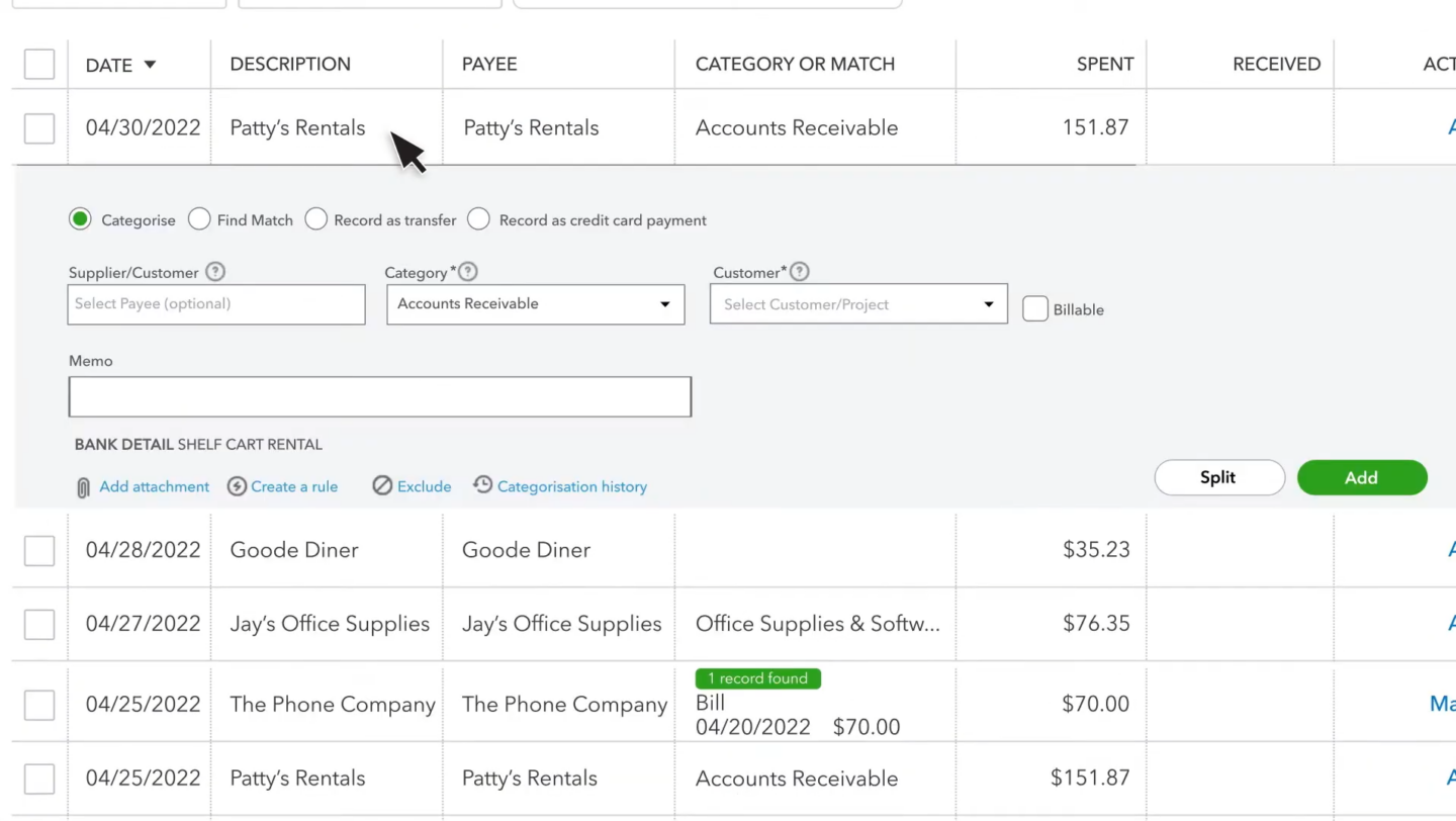 quickbooks online how to categorize transactions