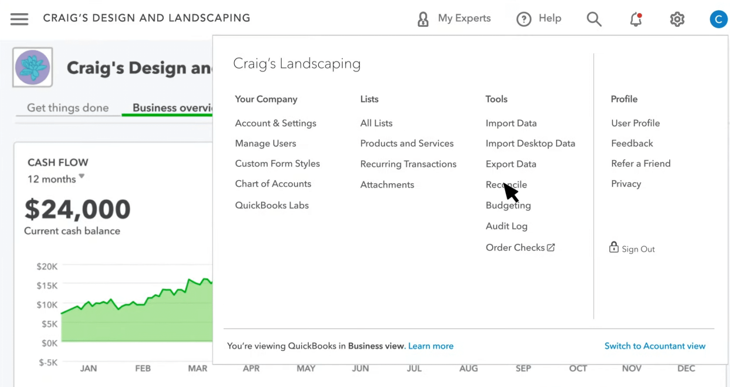 reconcile the transactions after importing credit card transactions into qb online