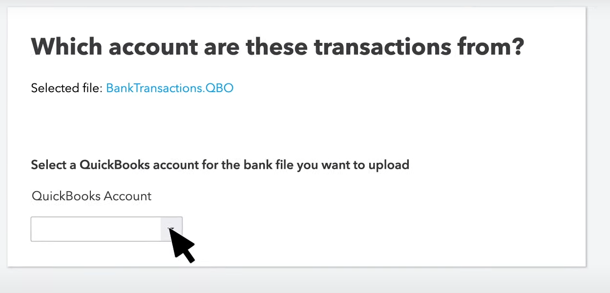 select the qb online account you want to import bank transactions