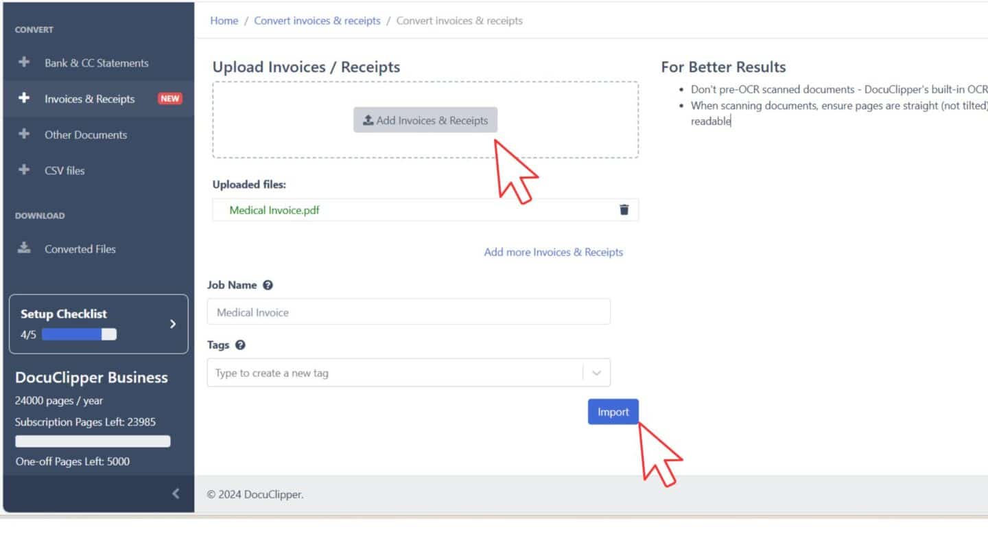 upload pdf invoices