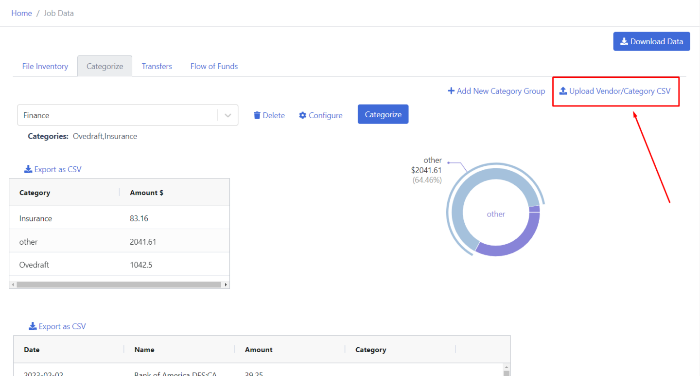 upload vendor categorization csv file docuclipper