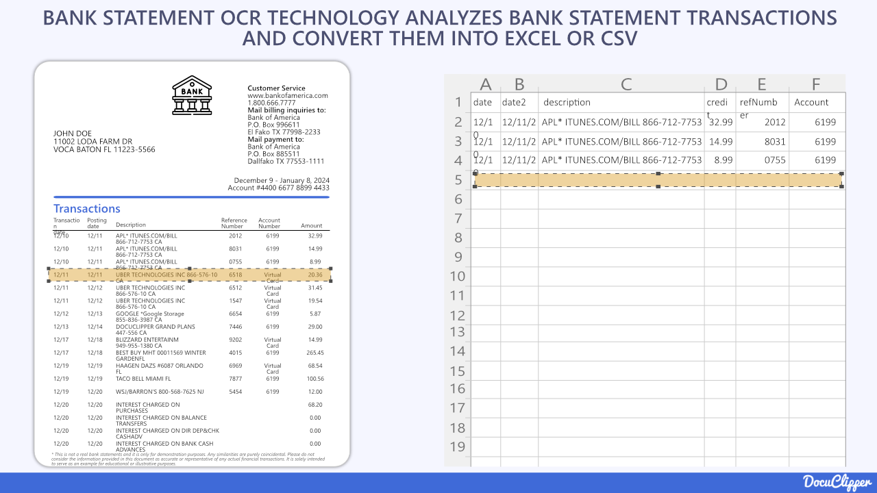 what is ocr bank statement